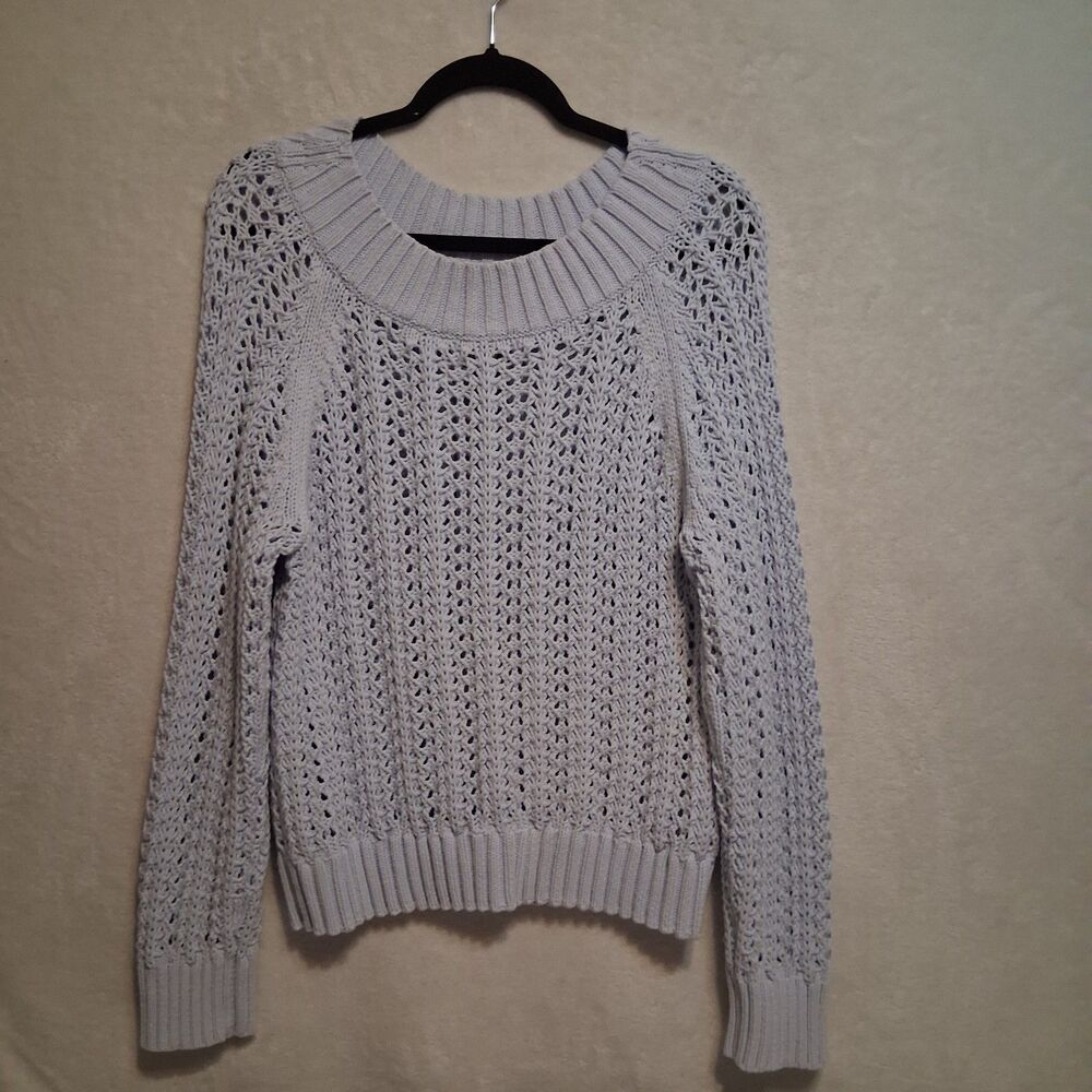 J. Crew M Sweater Pastel Purple Open Knit Layering Crew Neck Feminine Spring